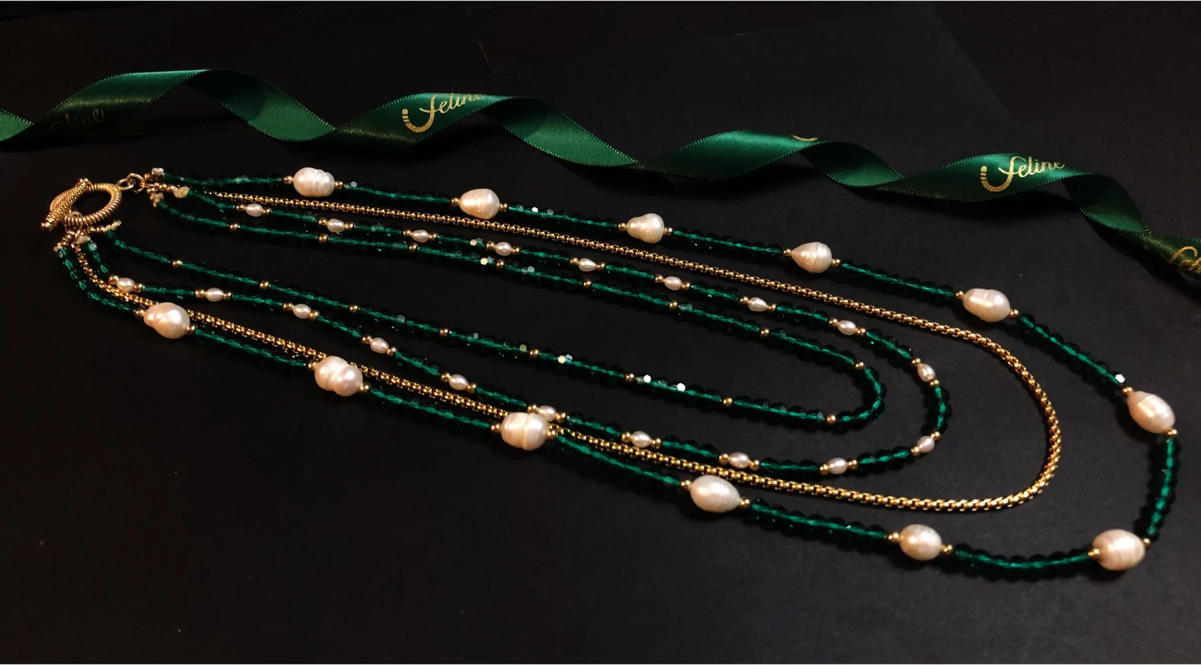 Sovereign Crystal   Pearls Multi Strand Necklace