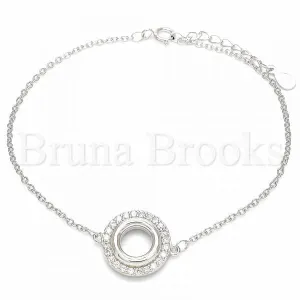 Sterling Silver 03.336.0093.07 Fancy Bracelet, with White Cubic Zirconia, Polished Finish, Rhodium Tone