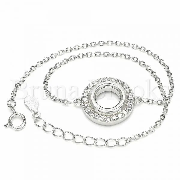 Sterling Silver 03.336.0093.07 Fancy Bracelet, with White Cubic Zirconia, Polished Finish, Rhodium Tone