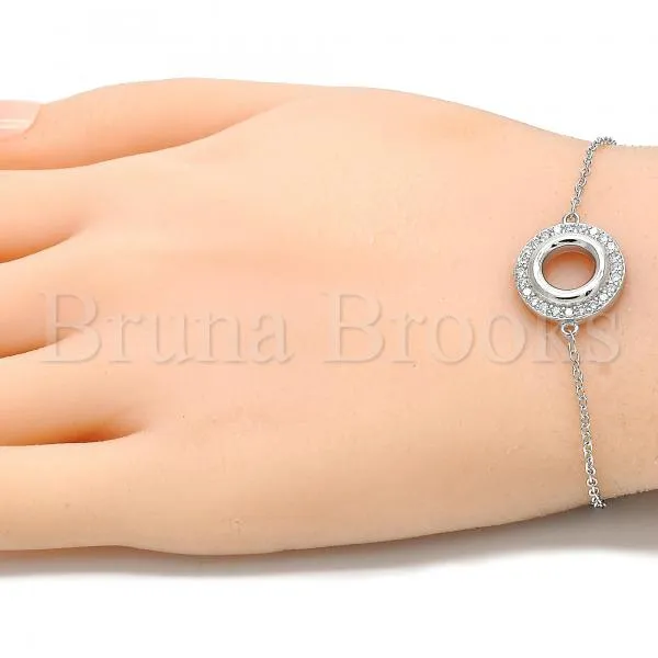 Sterling Silver 03.336.0093.07 Fancy Bracelet, with White Cubic Zirconia, Polished Finish, Rhodium Tone