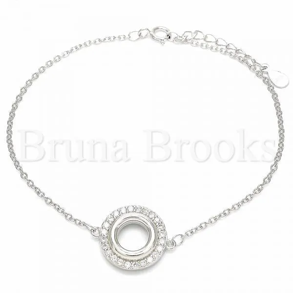 Sterling Silver 03.336.0093.07 Fancy Bracelet, with White Cubic Zirconia, Polished Finish, Rhodium Tone