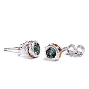 Sterling Silver & Blue Topaz Two Tone Stud Earrings