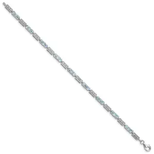 Sterling Silver Rhodium-plated Aquamarine and Diamond Bracelet QX861AQ