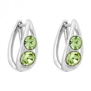 Sterling Silver Teardrop Peridot Crystals Hoop Earrings E6161G