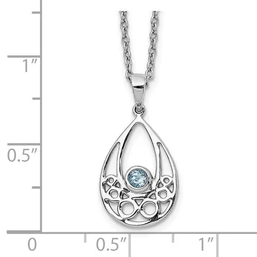 Sterling Silver White Ice Blue Topaz Necklace