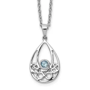 Sterling Silver White Ice Blue Topaz Necklace