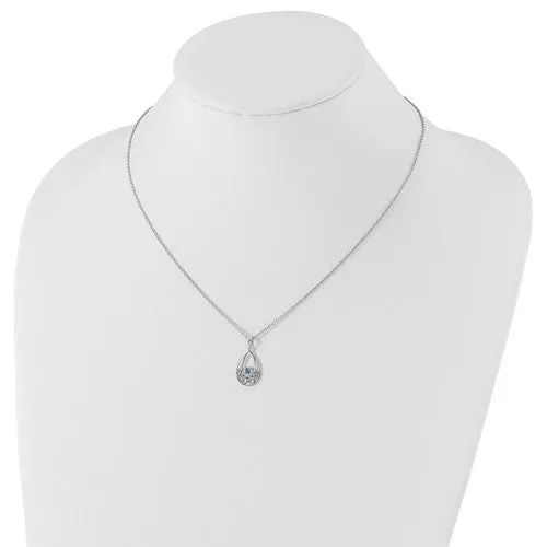 Sterling Silver White Ice Blue Topaz Necklace