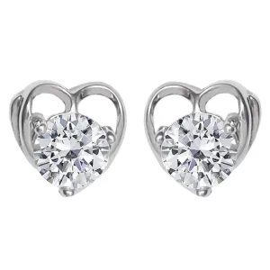 Sterling Sliver Hypoallergenic Zircon Tiny Heart Studs for Women and Girls