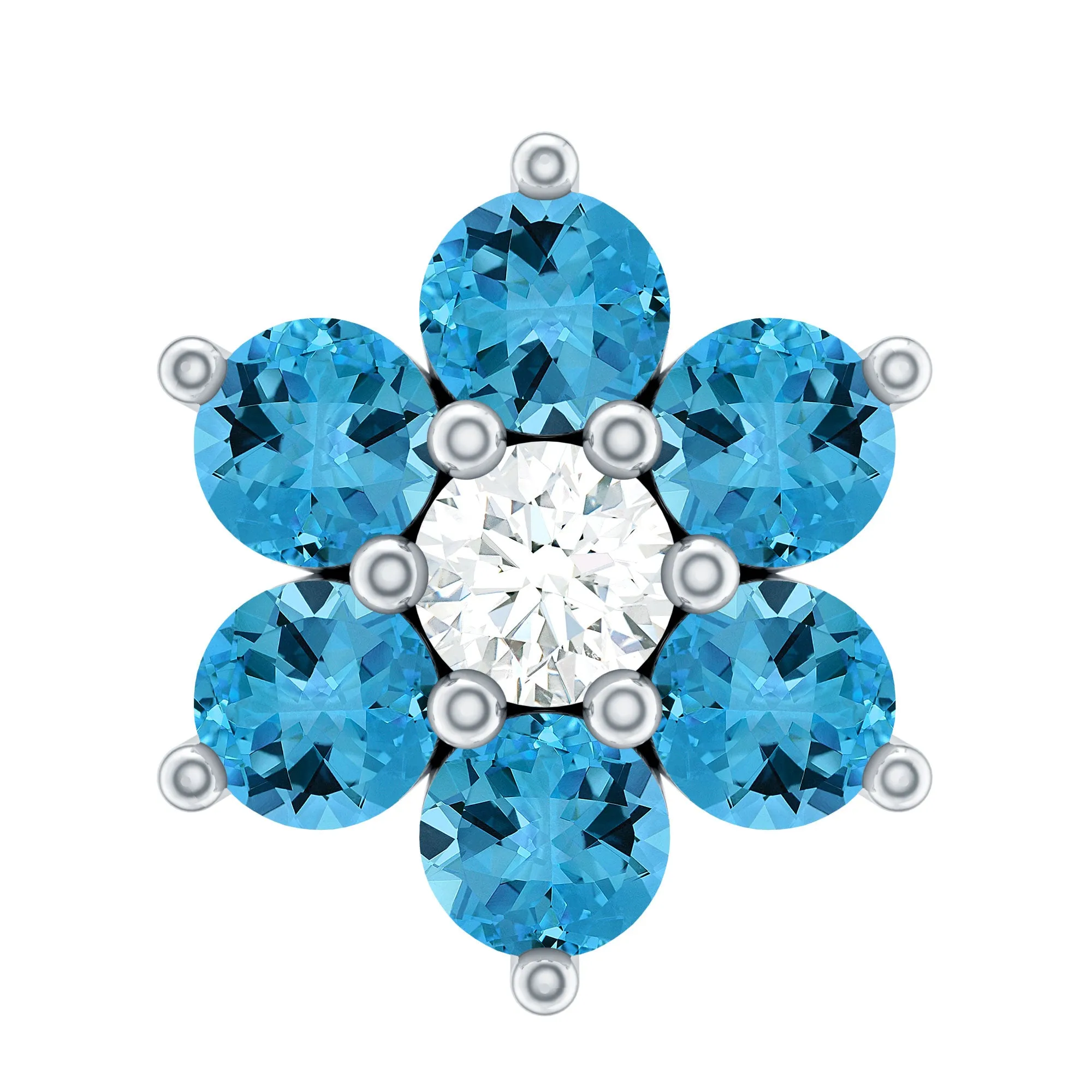 Swiss Blue Topaz and Diamond Flower Helix Earring