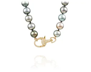 Tahitian Pearl necklace with diamond signature VP equestrian clasp