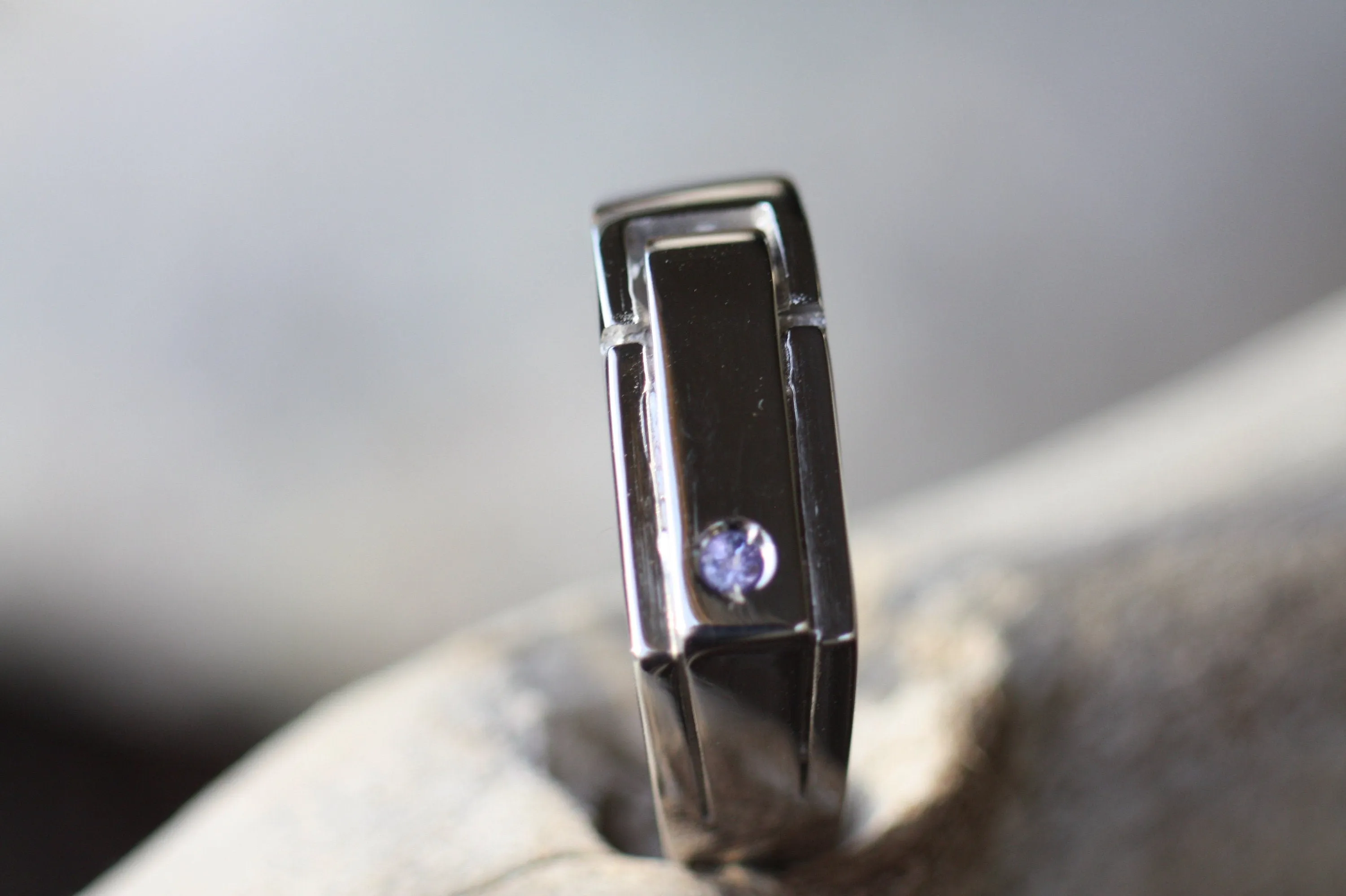 Tanzanite Signet handwriting initial ring