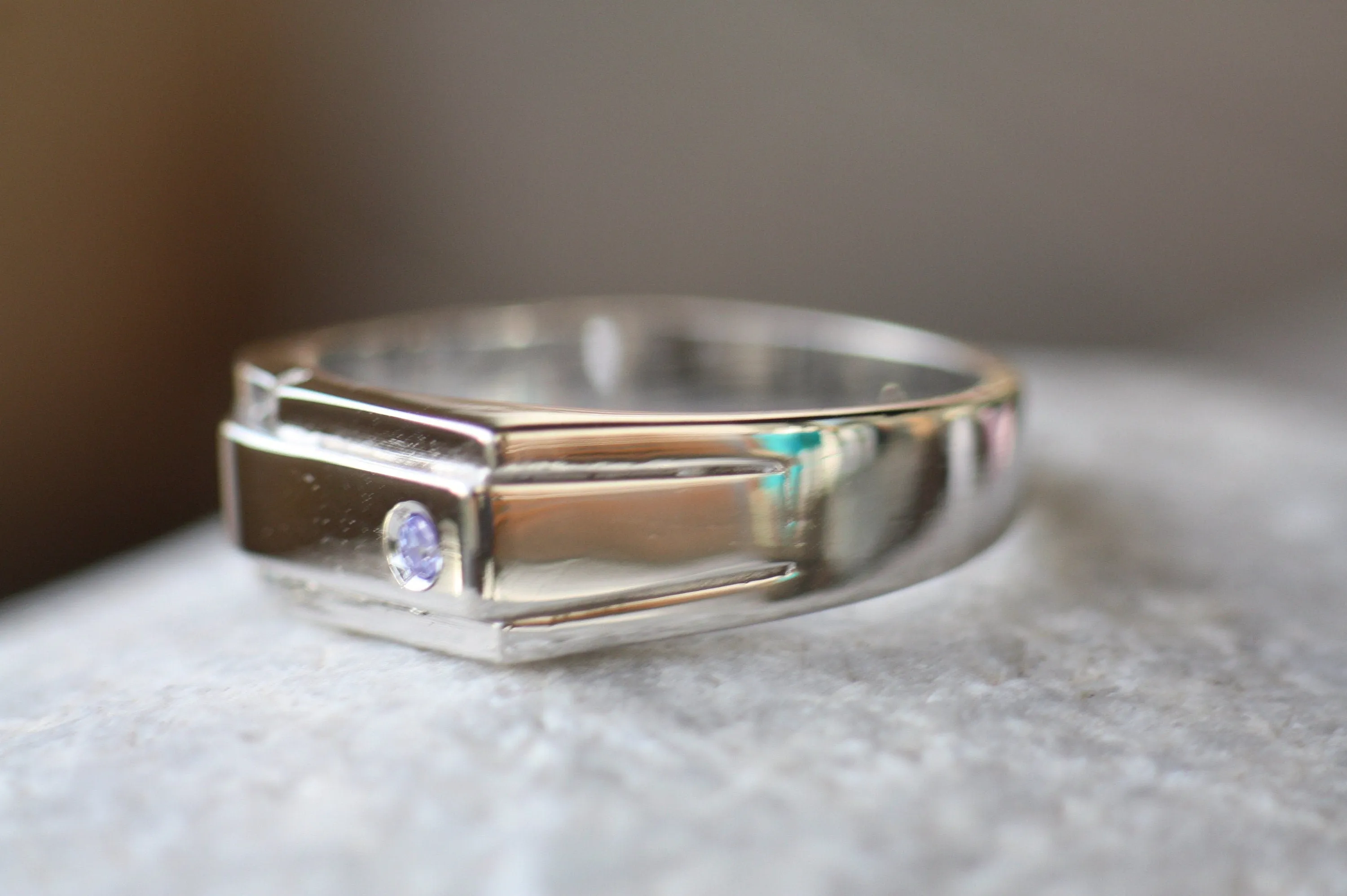 Tanzanite Signet handwriting initial ring