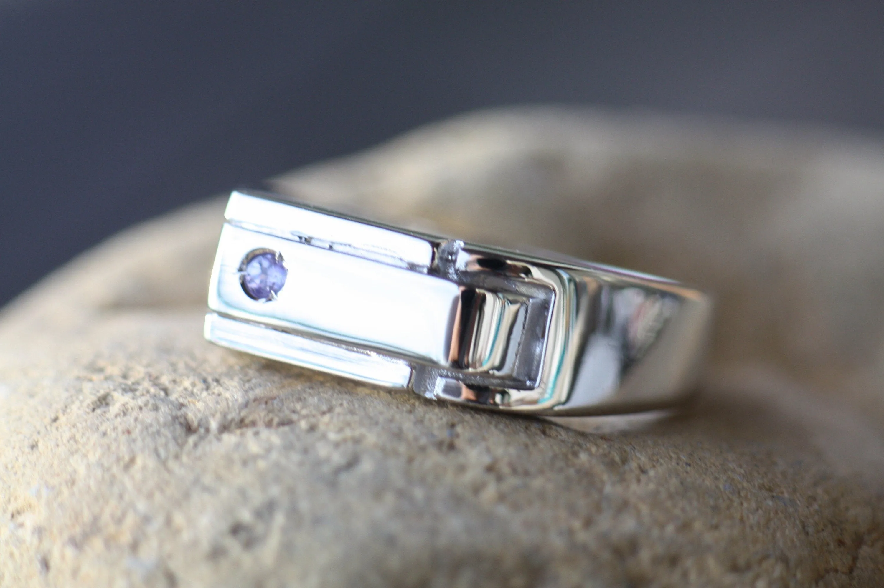 Tanzanite Signet handwriting initial ring