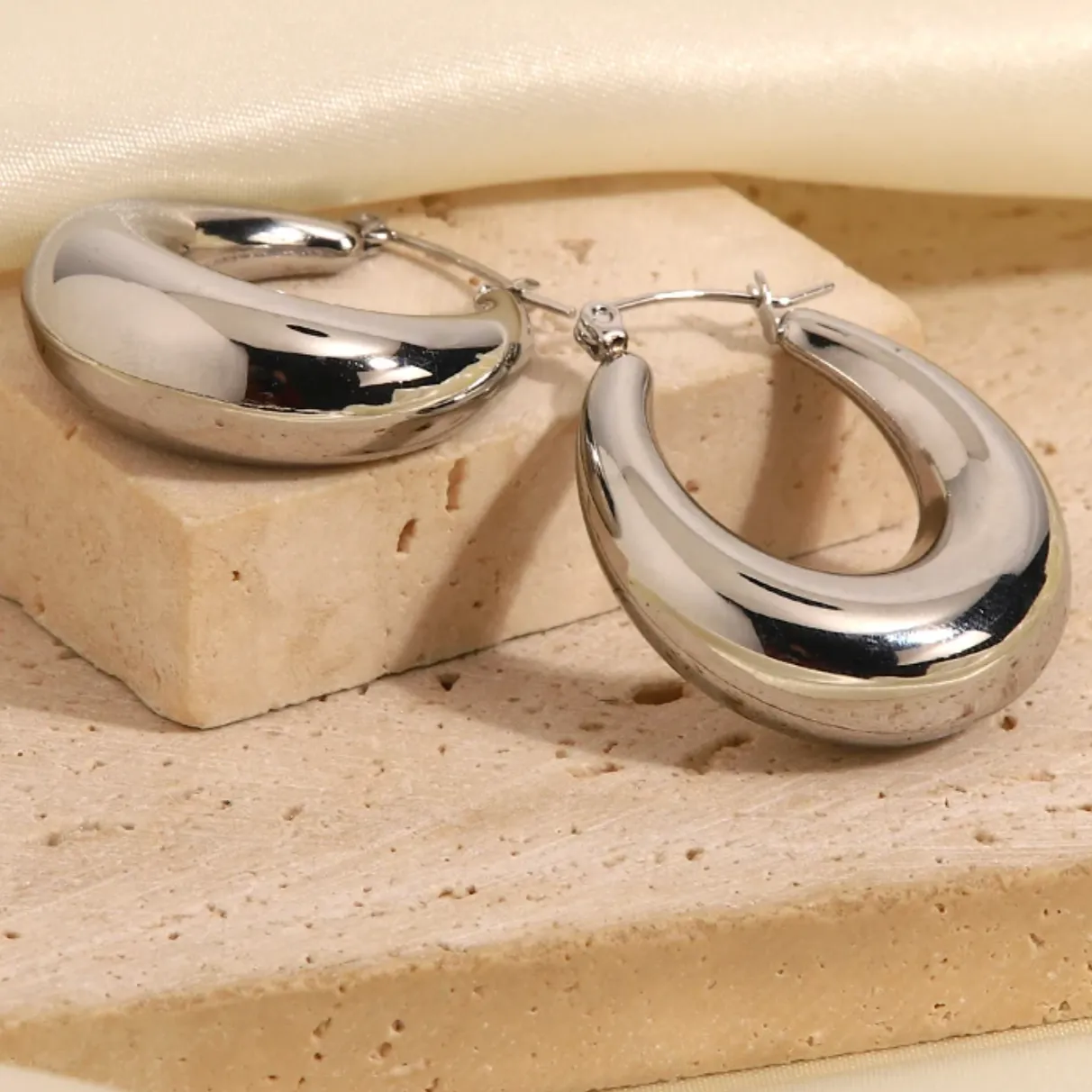 Tao | Gold Plated Statement Oval Hoop Earrings