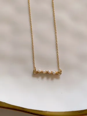 Textured Mini Bar Necklace | Pearl Textured Mini Bar Necklace | Pearl