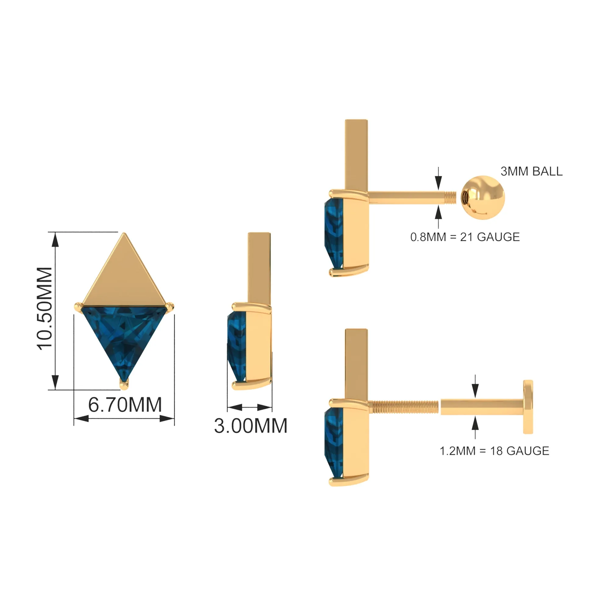 Triangle London Blue Topaz Geometric Earring