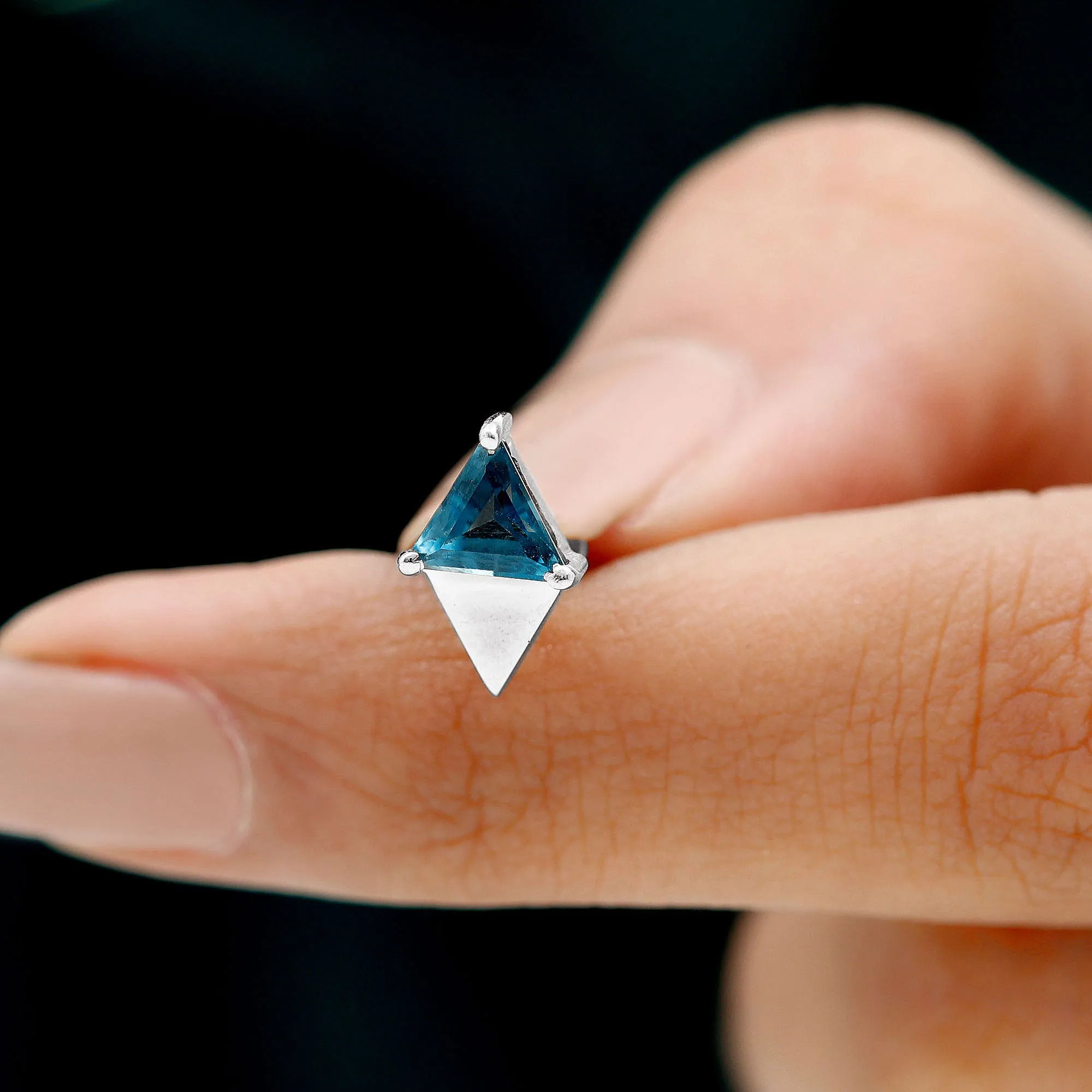 Triangle London Blue Topaz Geometric Earring