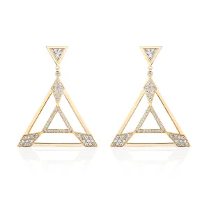 Triangle Sapphire Topaz Earrings with Diamonds