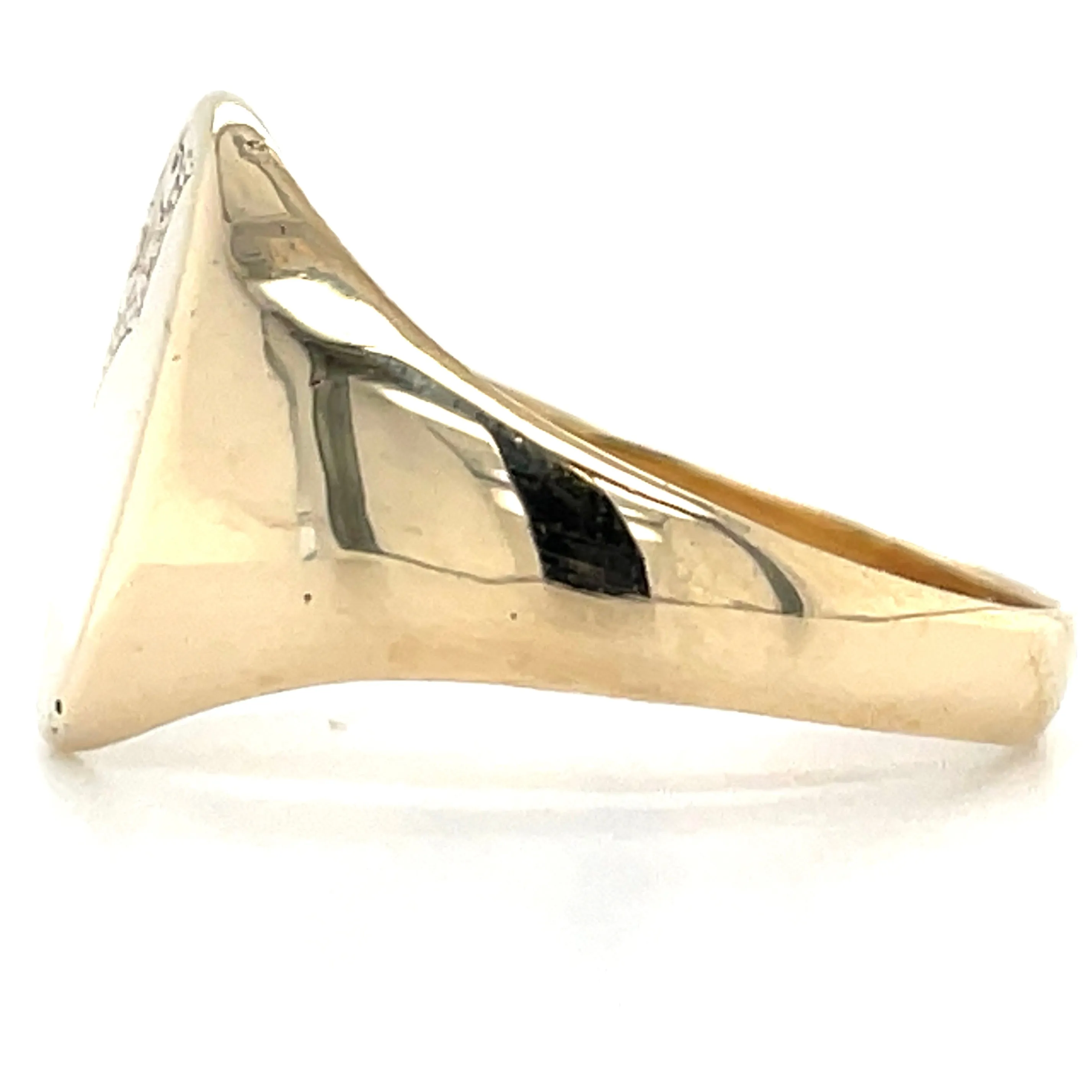 Vintage 9ct Yellow Gold Leaf Design Signet Ring