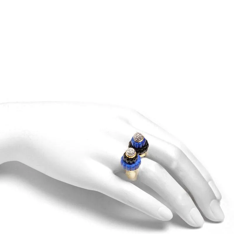 Vintage Diamond & Lapis Lazuli Twin Minarets Ring