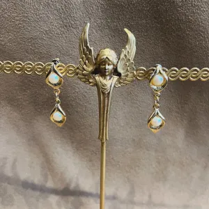 Vintage Gold Plated and Pearl Drop Earrings Pierced