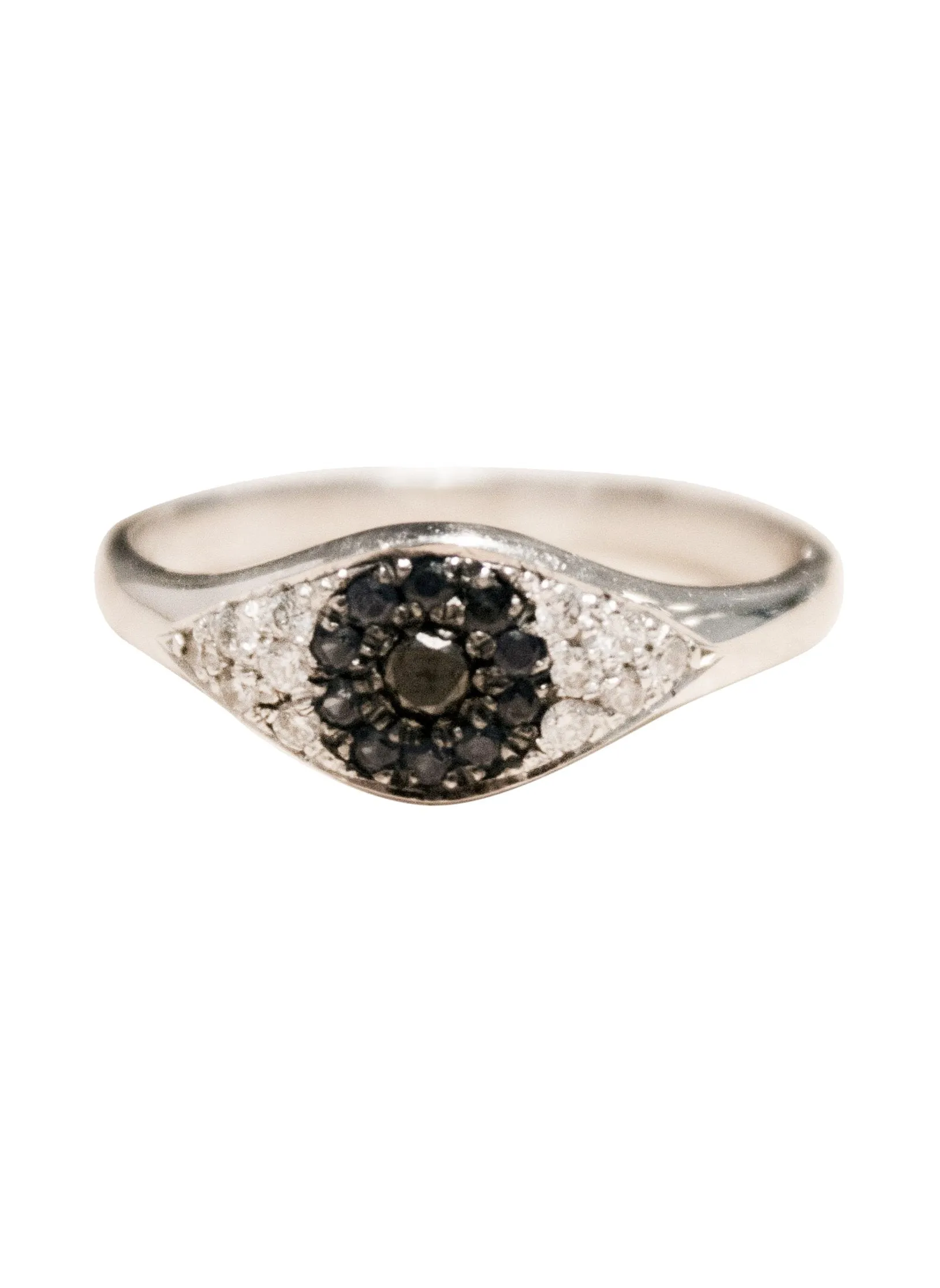 White and Black Diamond Eye Ring