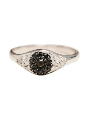 White and Black Diamond Eye Ring