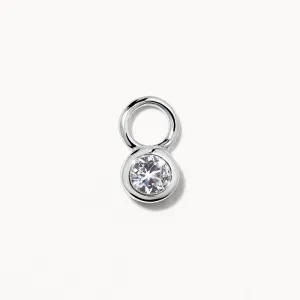 White Topaz Circle Charm in Silver