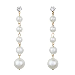Yellow Chimes Earrings for Women and Girls Fashion White Pearl Dangler Earrings | Gold Plated Long Chain Hanging Pearl Dangler Earrings | Birthday Gift for Girls & Women Anniversary Gift for Wife